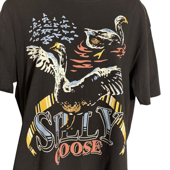 Silly Goose Graphic T-Shirt Black Unisex Short Sleeve Crew Neck Size Large - Picture 3 of 7